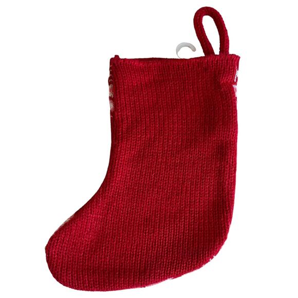 Disney Red and White Minnie Mouse 7.5” Knit Sweater Style Christmas Stocking - Picture 4 of 5